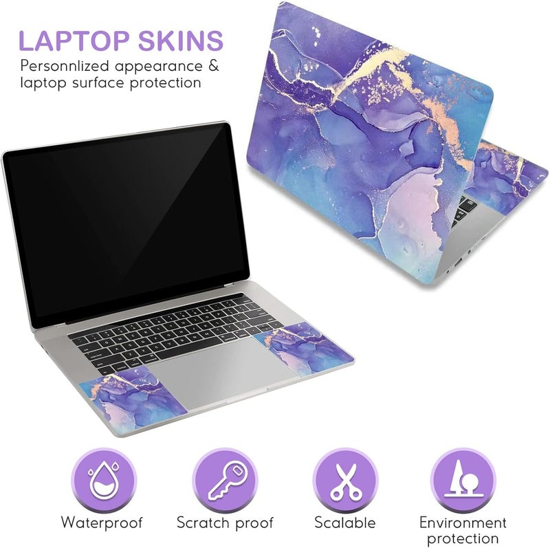DINKY Laptop Skin Sticker Decal, 12" 13" 13.3" 14" 15" 15.4" 15.6 inch Laptop Universal Reusable Vinyl Skin Stickers Cover Art Decal Notebook PC Personalized Protector-Purple Marble - Image 4